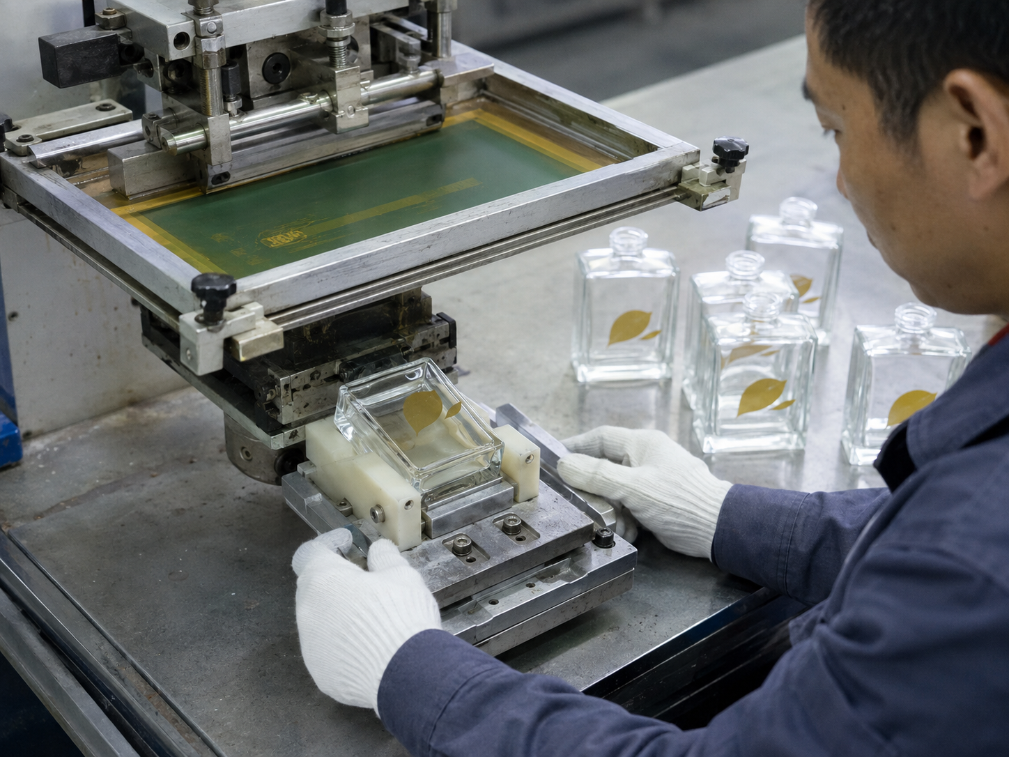 Perfume bottle screen printing process