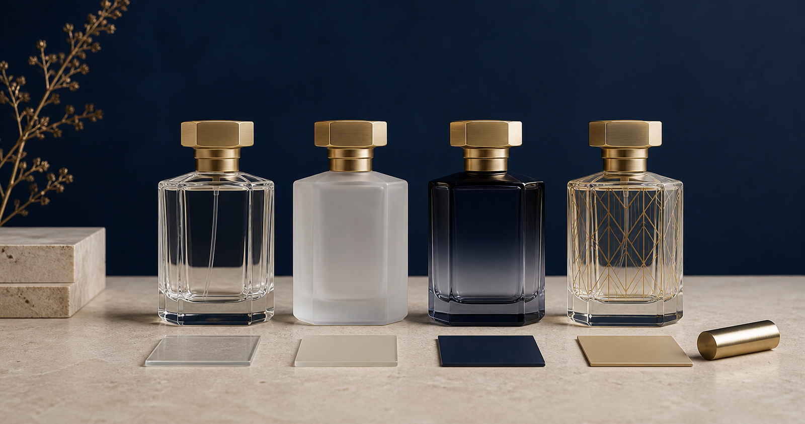 Perfume bottle decoration and surface finishing options