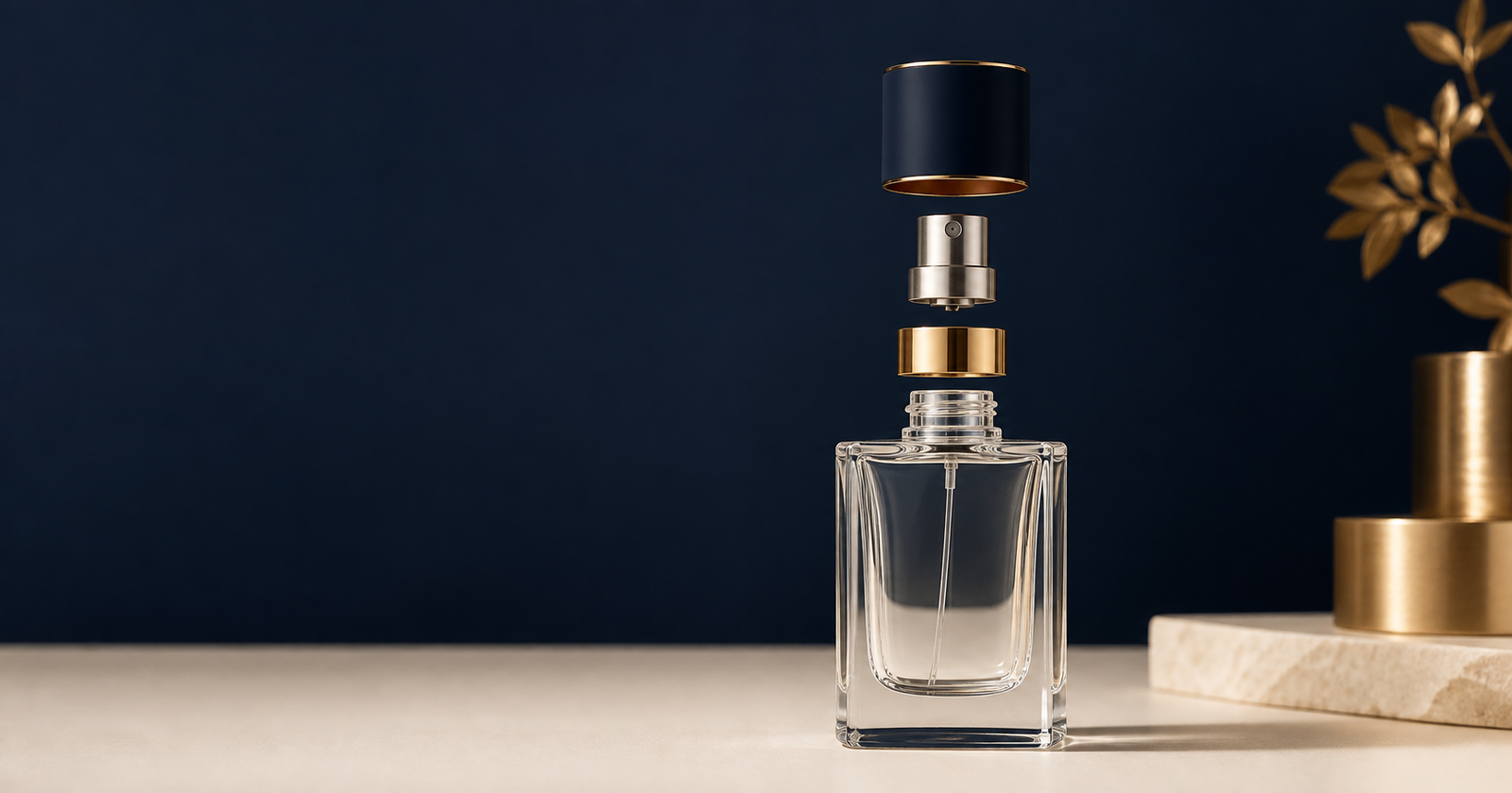 Perfume bottle caps, sprayers and collars matching guide
