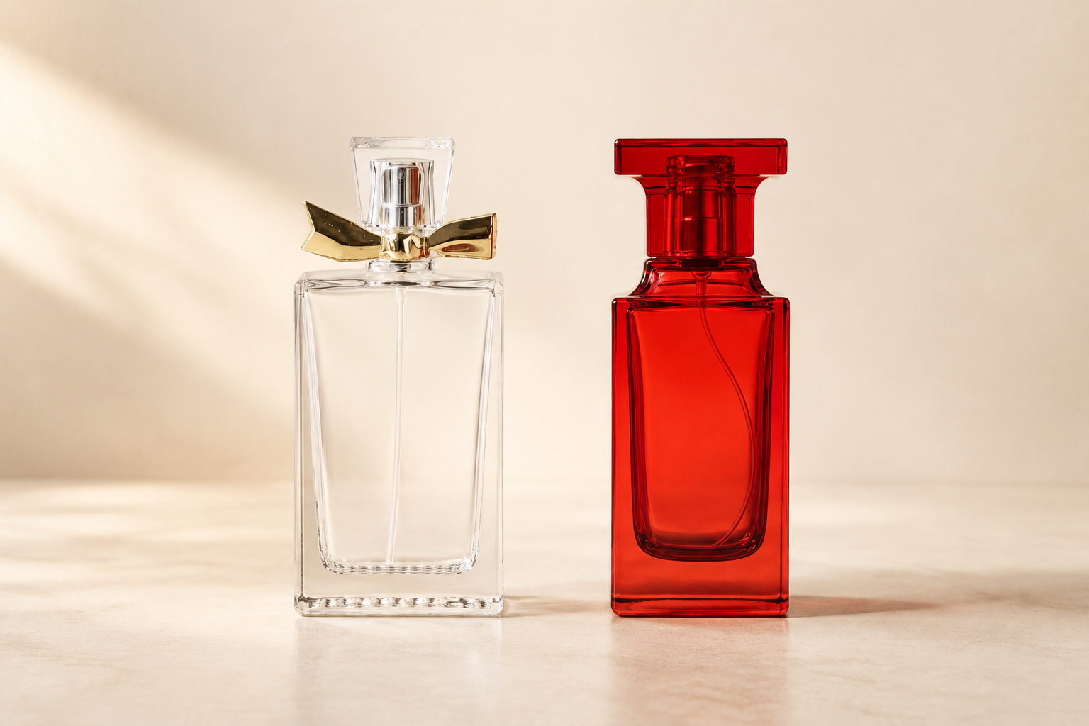 Rectangular and flat perfume bottles