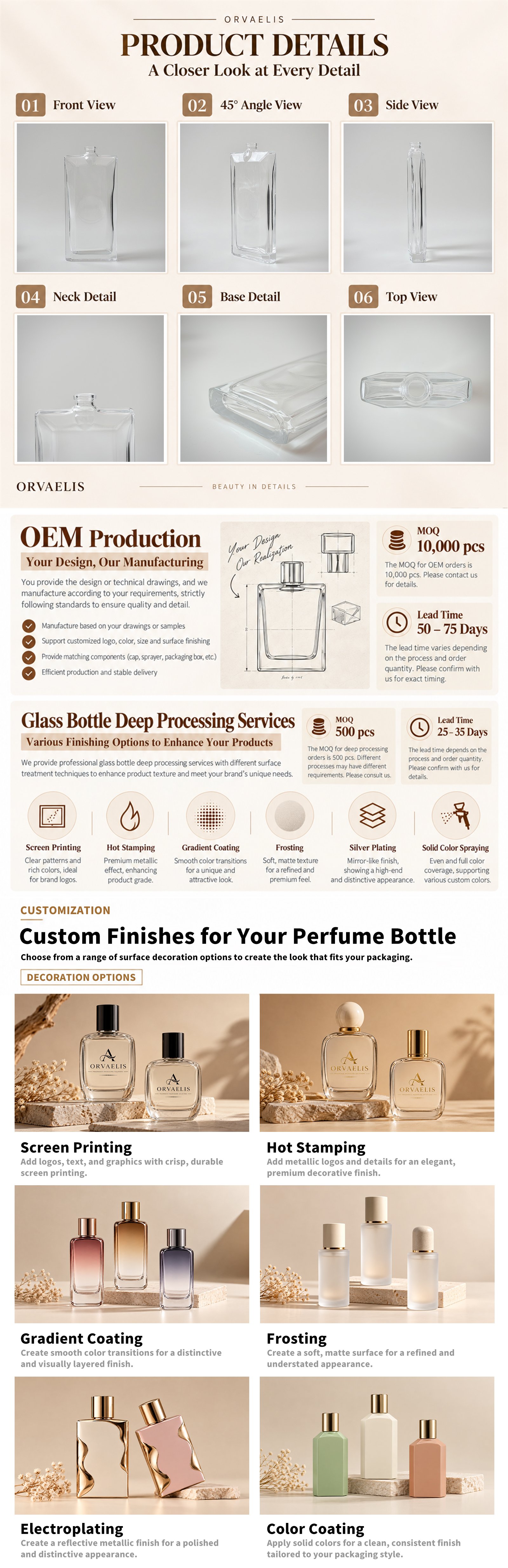 30ml 50ml 80ml Clear Flat Rectangular Perfume Glass Bottle | GP055 — detail 1